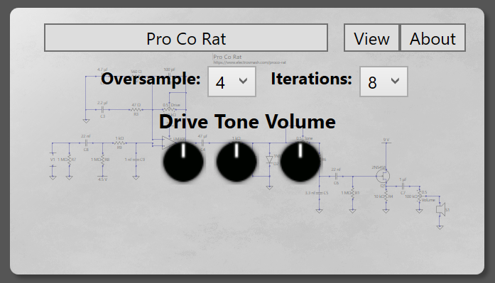 ProCo Rat distortion pedal in VST plugin.